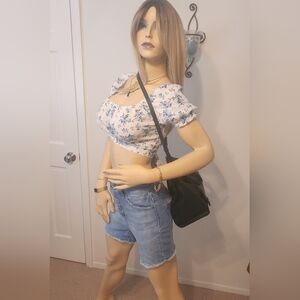 YVES SAINT LAURENT SMALL Y Cabas 2way Handbag Black leather Crossbody Bag